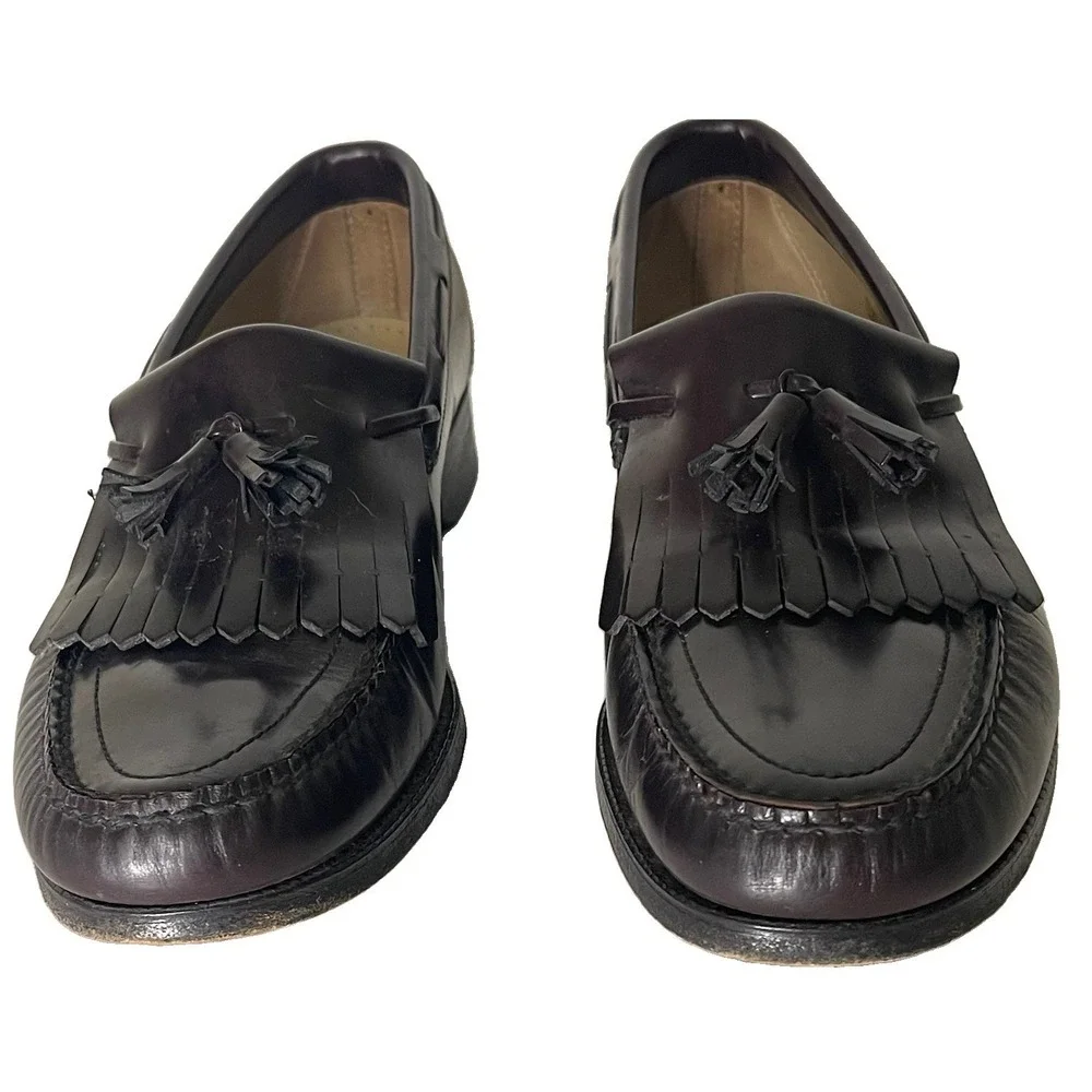 SAS Mens Hand Sewn Tassel Kiltie Loafers Cordovan Leather USA Made 10 Slim S